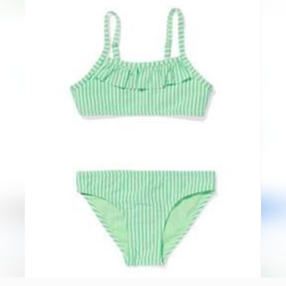 Hema green striped textured fabric girls bikini size 12-14 - Picture 1 of 6